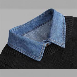 여성 페이크 카라넥 데님 레이어드 셔츠