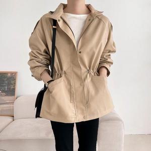 여자 환절기 하프 봄점퍼 벨티드 트렌치코트_3