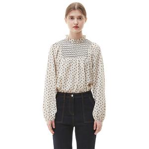 [역시즌]하이넥 스모킹 배색 블라우스 PP4WB061