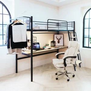 코모드i 올인원 책상형 벙커침대 프레임 철제 수납 선반 성인 학생 2층 프레임