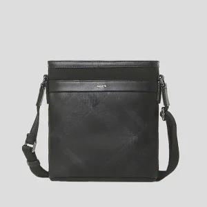 [헤지스](대전신세계)[백화점BEST][여행용][데일리] 블랙 가죽 체크 실버로고 크로스백 HJBA5F172BK