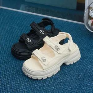 [하프클럽/]패션샌들 샌들신발 스트랩 힐 여성 여름샌들 슬리퍼