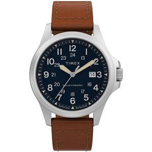 Timex 남성용 익스페디션 노스 필드 포스트 솔라 41mm 시계, 브라운/블루., 41mm 익스페디션 노스 필드 포