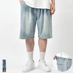 남자 여름 버뮤다 데님 팬츠 투턱 뒷 밴딩 청 반바지 와이드 쇼츠 3컬러 702