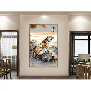 호랑이그림 인테리어 족자 동양화 재물 현관 액자 액막이