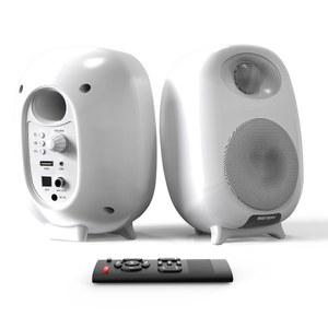 레코드 플레이어용 BESTISAN 블루투스 책장 RCA 스피커, 4인치 우퍼가 장착된 턴테이블 스피커, PC 및 TV용 광학/RCA 입력, 화이트, 페어, SR06