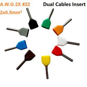 100개 구리 절연 페룰 러그 트윈 케이블 유형 2X0 5MM 2X 22 전기 코드 단자 압착 TE0508