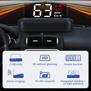 앞유리 자동 전자 전압 경보 HUD C100-HUD OBD2 II EUOBD 과속 경고 시스템 프로젝터 헤드 업 디스플레이