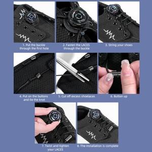 1쌍의 금속 와이어 회전 자동 버클 로프 운동화 신발 끈 어린이성인용 넥타이 없음