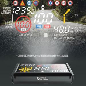 코리안 지오그래픽 HUD - i  음성인식 네비게이션 헤드업디스플레이 자동차 속도 표시