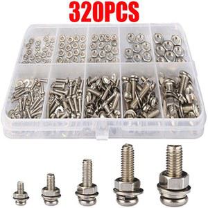 스테인레스 스틸 나사 너트 볼트 모음 키트 가정용 자동차용 2mm 2 5mm 3mm 4mm 320