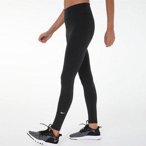 나이키 여성 기능성 타이즈 검정 스몰 로고 레깅스 몸에 착붙 타이트핏 하의 반하이 미드 라이즈 요가복