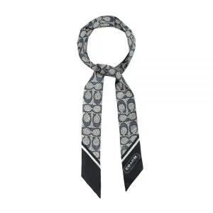 코치 빈티지 시그니처 프린트 실크 스키니 스카프 미드나잇 네이비