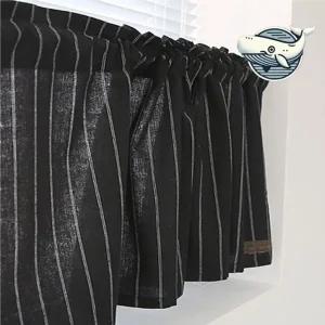 주방 인테리어 블랙 스트라이프 커튼 린넨 (WFH6R8W)