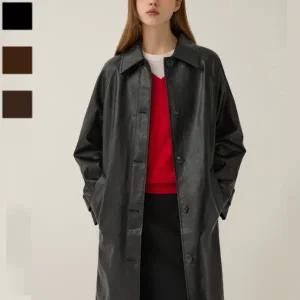 [리스트](대구신세계) 페이크 레더 싱글 트렌치 코트