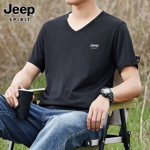 JEEP SPIRIT 남자 반팔 여름 V넥 오버핏 시원한 스판 기능성티