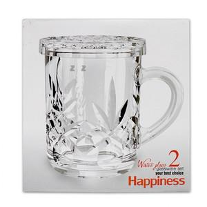 진주 크리스탈 뚜껑머그 유리컵 대형 카페용 다용도잔