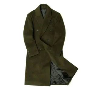 남자 카키색 더블 울코트 겨울 아우터 롱코트 긴코트 남성정장자켓 카키색코트 남자코트코디