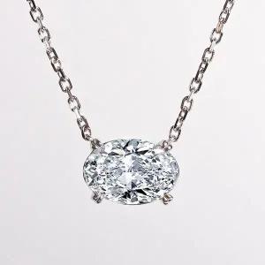 [샤밍주얼리]2캐럿 오벌 랩 다이아 플래티늄 백금 목걸이 싱글 솔리테어 결혼 기념일 생일 선물 웨딩
