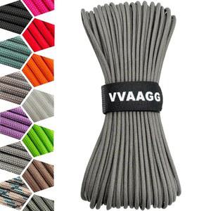 VVAAGG 클라이밍 유틸리티 코드 100FT 4mm 헤비 듀티 12 스트랜드 나일론 캠핑 로프 텐트 천 해양 방풍 그레이