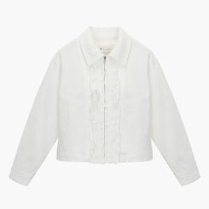 [AK수원점] [잇미샤] 프릴 라인 워시드 데님자켓