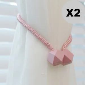 올댓하우스 자석 커튼 타이백 홀더 고정끈 핑크 2P