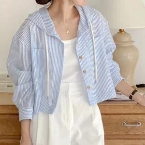 [50%] 4,900부터~! 여름 신상&베스트 여성의류/미시의류/원피스/블라우스/민소매/반팔티/가디건/그물니트/셔츠/면바지 외 엔디 스트라이프 후디 자켓_d