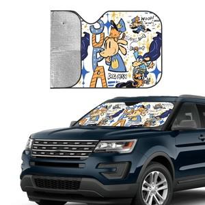 Kawaill Dog Man 만화 범용 차양 앞 유리 70x130cm 알루미늄 호일 자동차 창 커버 Sun Shade Protect