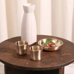 [리한]한국도자기리빙 안주세트 향균 99.9% 방짜유기술잔세트 (유기잔2P /안주그릇1P) + 무료각인