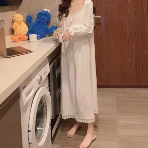 [오노마] ONM 여성 레이스 공주 잠옷원피스 긴팔 홈웨어 파자마