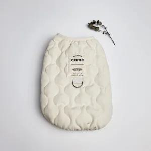 꼬리살롱 겨울패딩조끼 하네스겸용 크림 베스트