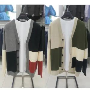 [지이크]세미오버핏 컬러 블럭 배색 가디건 FK-UCA8332_DG