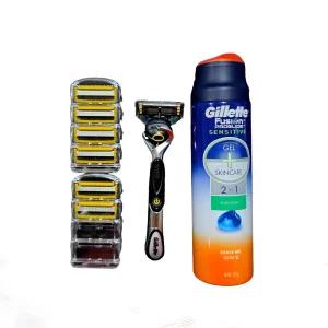 질레트 프로쉴드 옐로우 전동 파워 실속팩 (면도기1, 면도날 7, 면도젤)