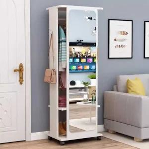 이동식 옷걸이 전신거울 펜션 드레스룸 코너 행거 피팅 우드