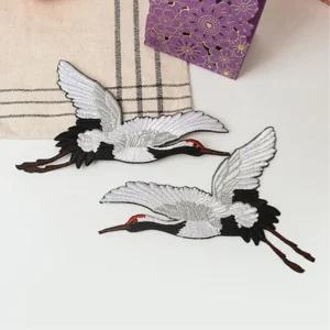 전통 자수 학모양 의류패치 1개입 옷리폼장식 와펜