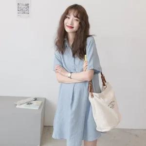 키밍 반팔 임산부 셔츠 원피스 빅사이즈 루즈핏 여름 (WA5F8E4)