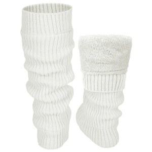 여성용 시하니 겨울 플리스 안감 다리 워머 니트 롱 레그 워머 따뜻한 플리스 안감 부츠 양말 스케이트 데일리웨어