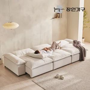 장인가구 하온 4인 전동 슬라이딩 리클라이너 슬라이드 플랫 모션 소파 베드