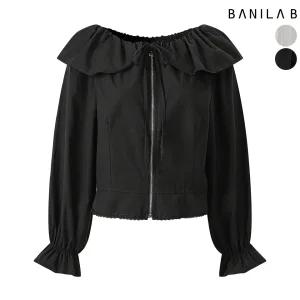 여성 밴딩프릴카라 집업 블라우스