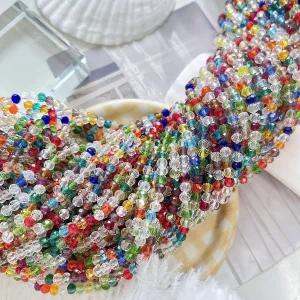 [1줄]4mm 크리스탈 론델컷 투명 컬러 믹스 MX4-8 비즈공예 팔찌재료