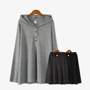 에스티아 3299 버튼 후드 티셔츠 빅사이즈