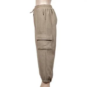 제사오스토어 남녀공용 골덴 기모 카고 츄리닝 허리끈 차콜 베이지 브라운
