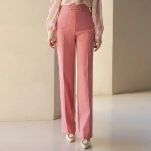 [스타일온미][스타일온미] 골드체인 롱 레그 하이웨이스트 핀턱 세미 와이드 슬랙스