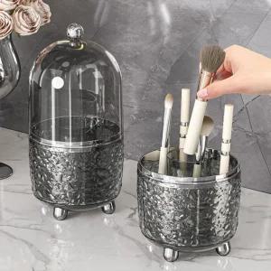 화장품 브러쉬 꽂이 보관 통 거치대 정리 함 투명 gray 화장대 정리함 보관함 립스틱