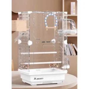 투명 새 케이지 앵무새 둥지 휴대용 이동장 조류 하우스