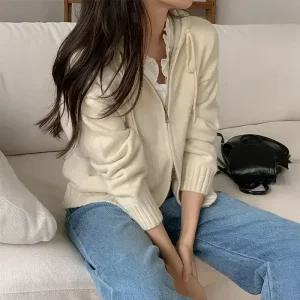 [코코블랑] 램버 후드 니트집업