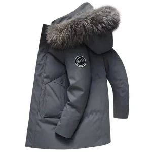 남성 구스다운 하프후드 남자 롱 겨울용 패딩 점퍼 깔깔이