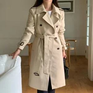 여성 카라 트렌치 더블 롱 코트 바바리 간절기 아우터