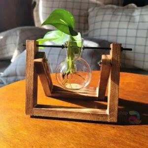 수경재배 유리화분 원목 수경화분 1구 식물재배 용기