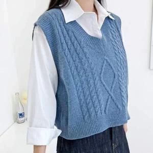 [셀러에이드]트렌디 노멀 여성 박시핏 크롭핏 슬리브리스 스타일니트조끼